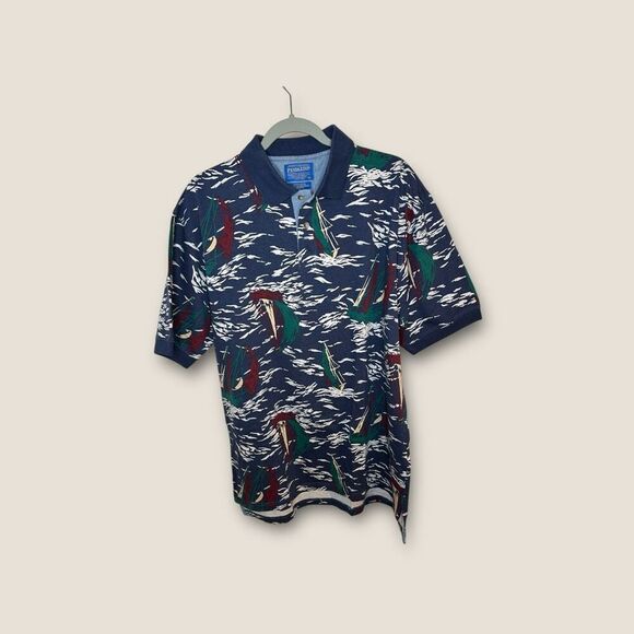 Pendleton Polo Men’s Button Front Shirt Blue Sailboat Preppy Size Large - Picture 1 of 5